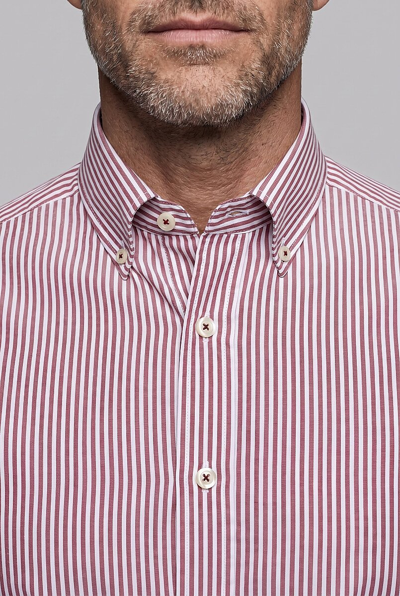 Bordo Regular Fit Pamuk Cepsiz Yaşa Yaka Uzun Gömlek - 3