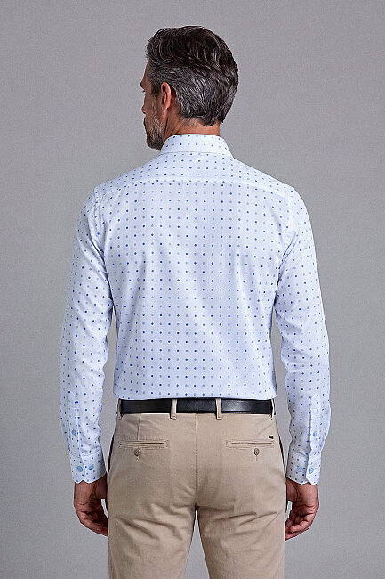 White Regular Fit Cotton Cepsiz Long Shawl Collar Shirt (1)