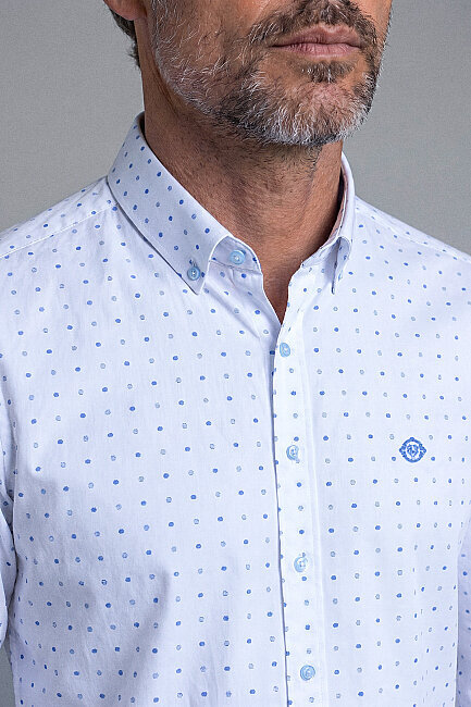 White Regular Fit Cotton Cepsiz Long Shawl Collar Shirt (2)
