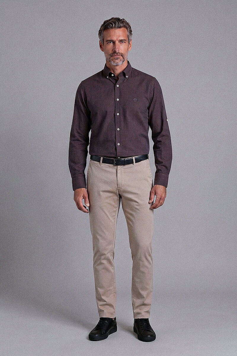 Bordo Regular Fit Cepsiz Uzun Paşa Yaka Gömlek - 5