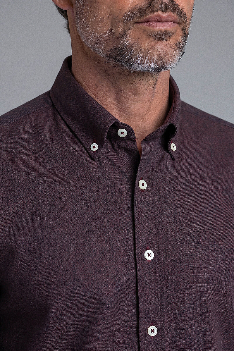Bordo Regular Fit Cepsiz Uzun Paşa Yaka Gömlek - 3