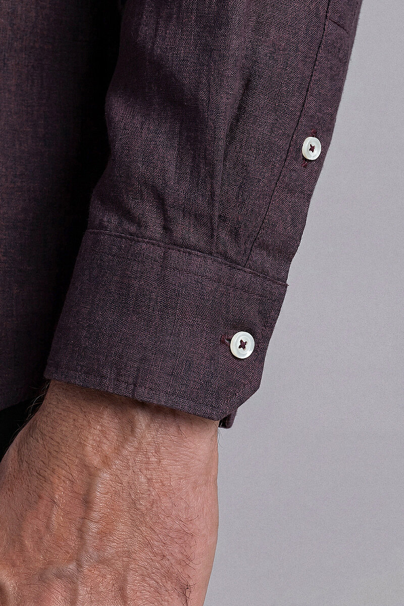 Bordo Regular Fit Cepsiz Uzun Paşa Yaka Gömlek - 4