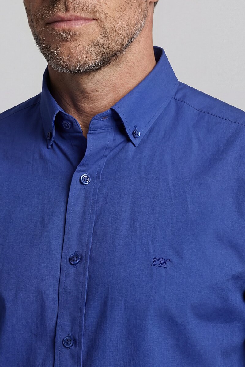 Uzun Kol Paşa Yaka Cepsiz Erkek Gömlek Lacivert (1)