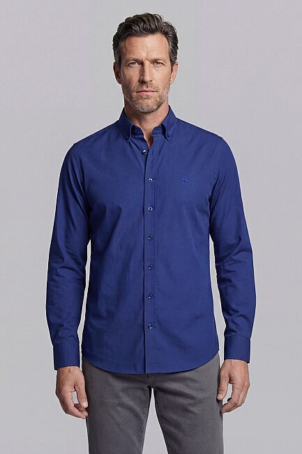 Uzun Kol Paşa Yaka Cepsiz Erkek Gömlek Lacivert (0)