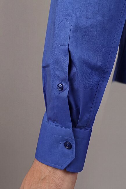 Uzun Kol Paşa Yaka Cepsiz Erkek Gömlek Lacivert (2)