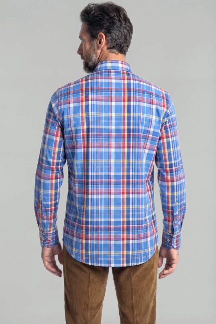 Erkek Regular Fit Uzun Kol Paşa Yaka Erkek Regular Pamuk Mavi Gömlek - 2