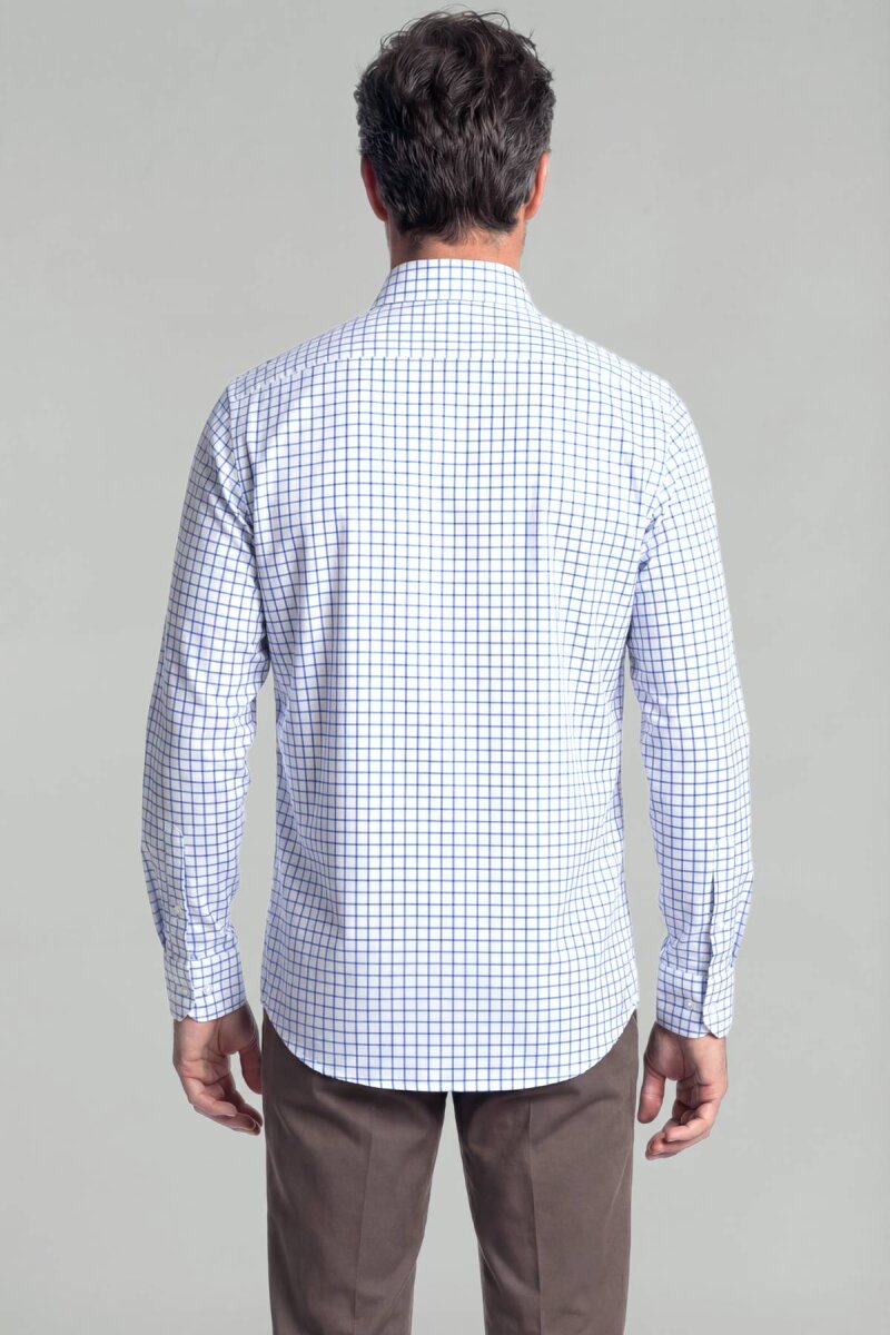 Regular Fit Erkek Uzun Kol Paşa Yaka Pamuk Mavi Gömlek - 2