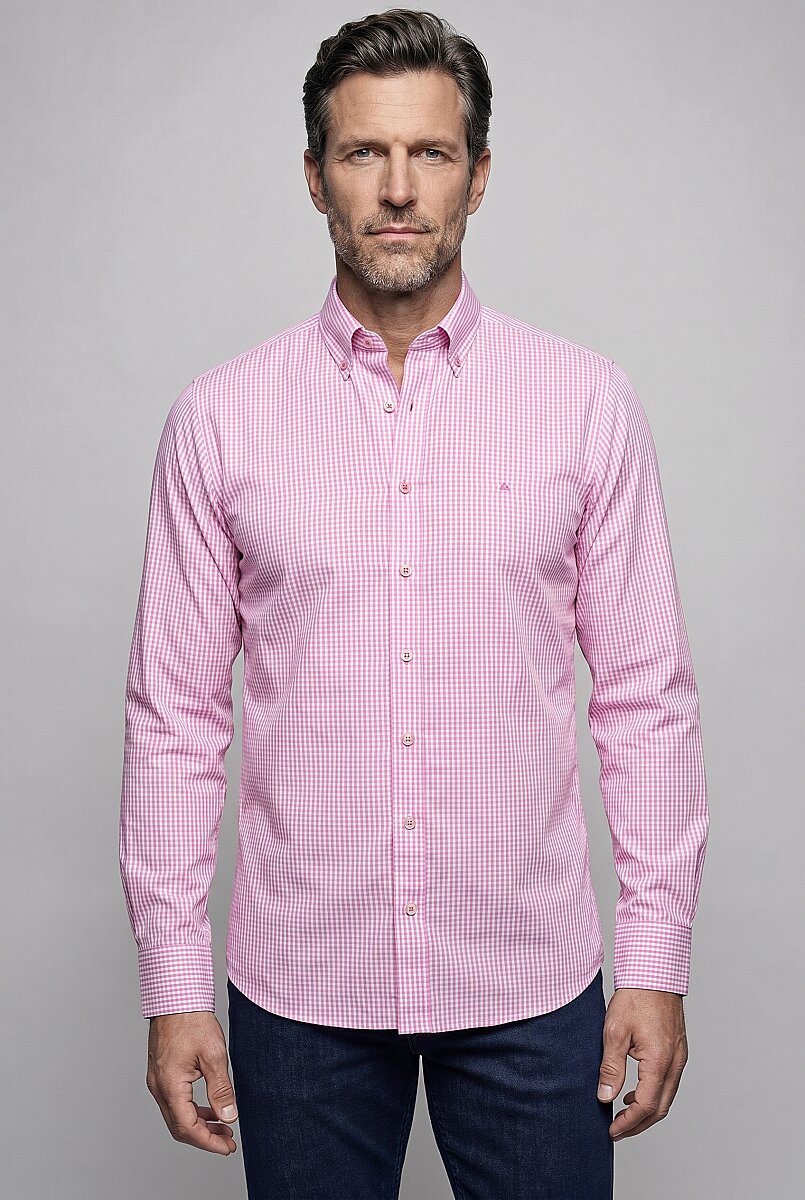 Pembe Regular Fit Cepsiz Uzun Paşa Yaka Gömlek