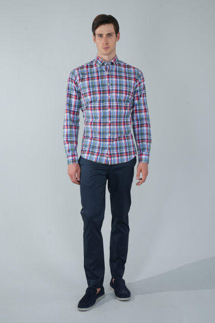 Uzun Kol Paşa Yaka Cepsiz Yeşil Pamuk Erkek Gömlek - 5