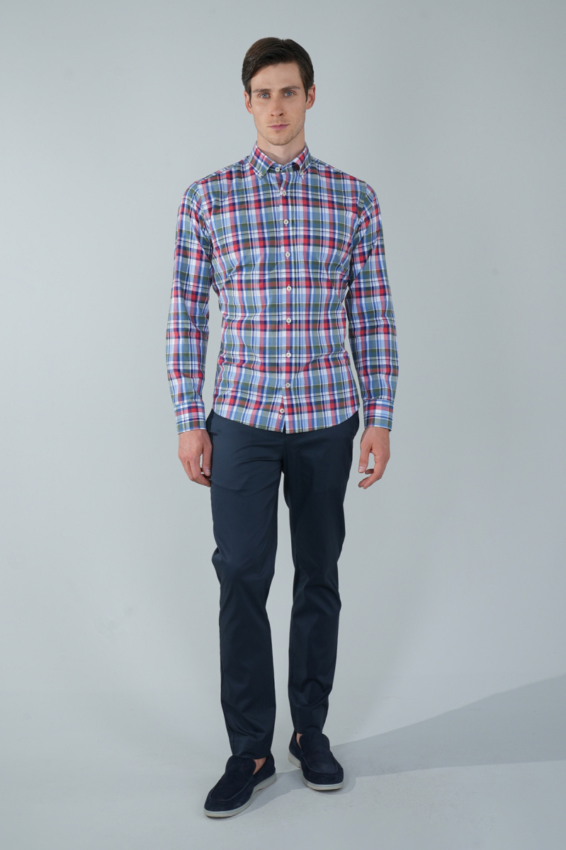 Uzun Kol Paşa Yaka Cepsiz Yeşil Pamuk Erkek Gömlek - 5