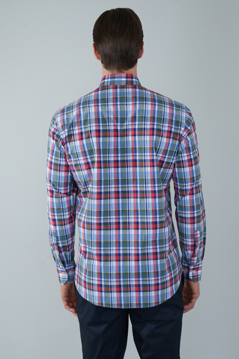 Uzun Kol Paşa Yaka Cepsiz Yeşil Pamuk Erkek Gömlek - 2