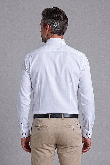 Yeşil Regular Fit Cepsiz Uzun Paşa Yaka Gömlek - 2