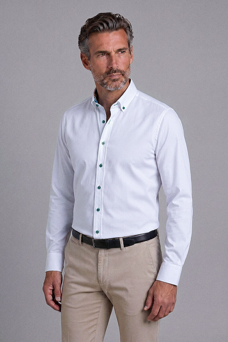 Yeşil Regular Fit Cepsiz Uzun Paşa Yaka Gömlek - 1