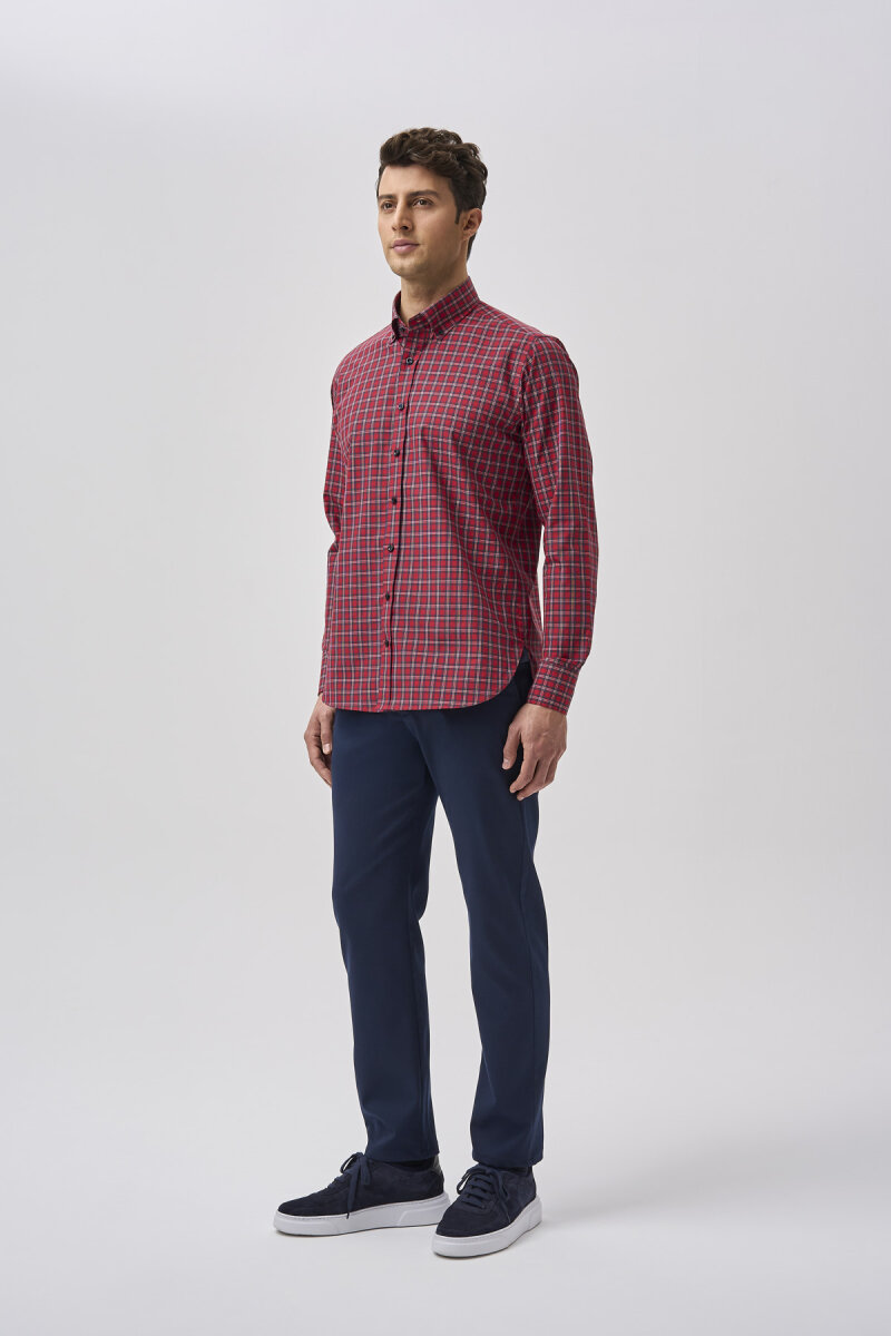 Bisse Studio Erkek Cepsiz Regular Fit Gömlek Kırmızı (1)