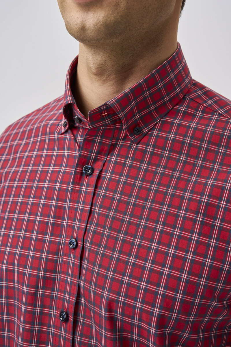 Bisse Studio Erkek Cepsiz Regular Fit Gömlek Kırmızı - 4