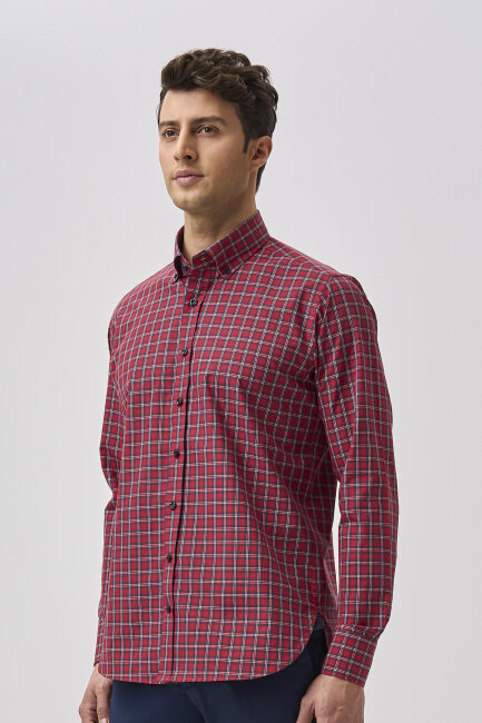 Bisse Studio Erkek Cepsiz Regular Fit Gömlek Kırmızı - 5