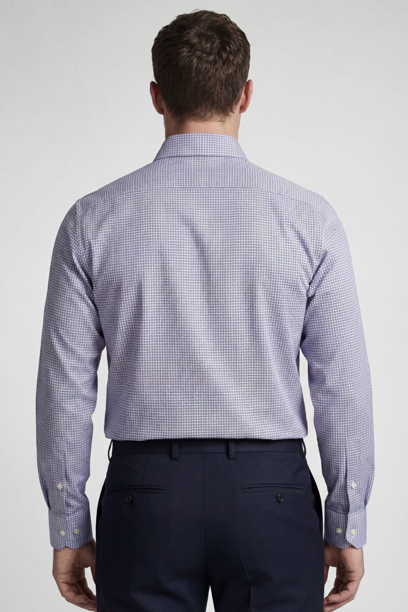 Regular Fit Uzun Kol Paşa Klasik Cepsiz Pamuk Lacivert Erkek Gömlek - 2