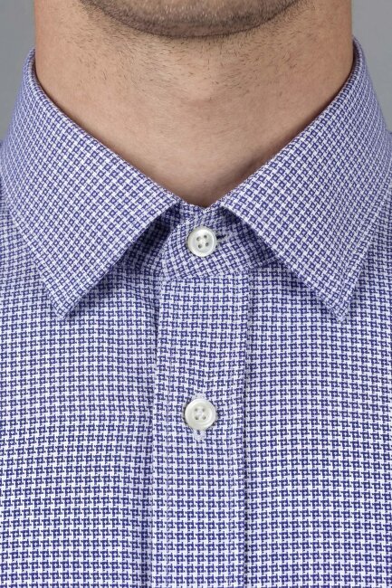 Regular Fit Uzun Kol Paşa Klasik Cepsiz Pamuk Lacivert Erkek Gömlek - 3