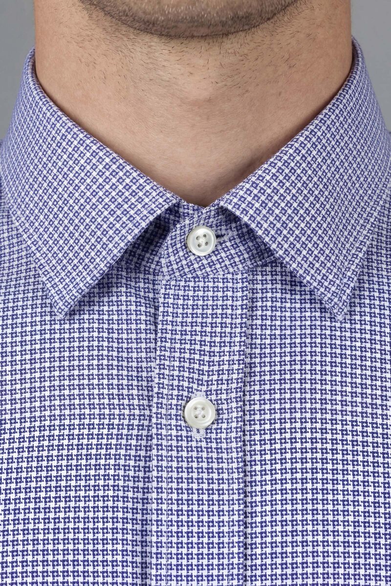 Regular Fit Uzun Kol Paşa Klasik Cepsiz Pamuk Lacivert Erkek Gömlek - 3