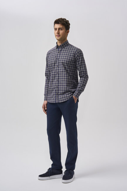 Bisse Studio Erkek Regular Fit Uzun Kollu Cepsiz Gömlek Lacivert (1)