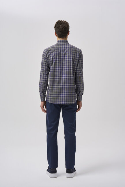 Bisse Studio Erkek Regular Fit Uzun Kollu Cepsiz Gömlek Lacivert - 3