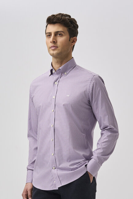 Bisse Studio Erkek Cepsiz Regular Fit Gömlek Lila - 5