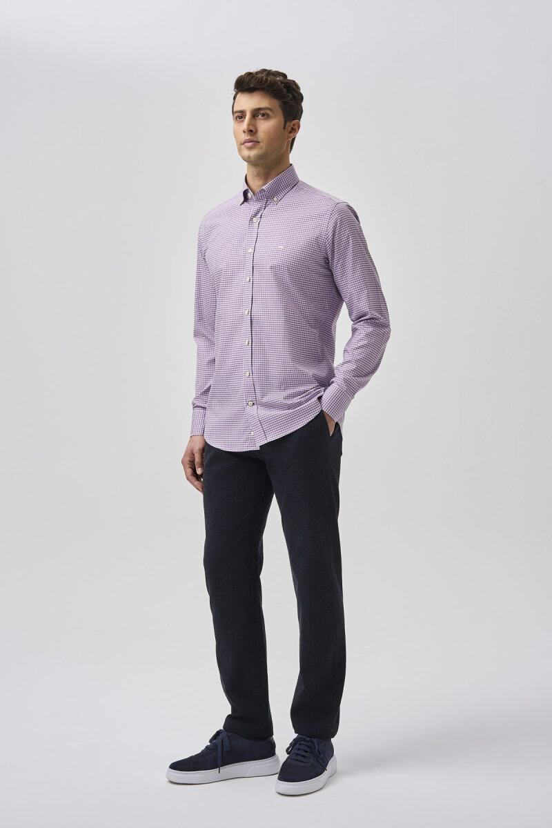 Bisse Studio Erkek Cepsiz Regular Fit Gömlek Lila - 2