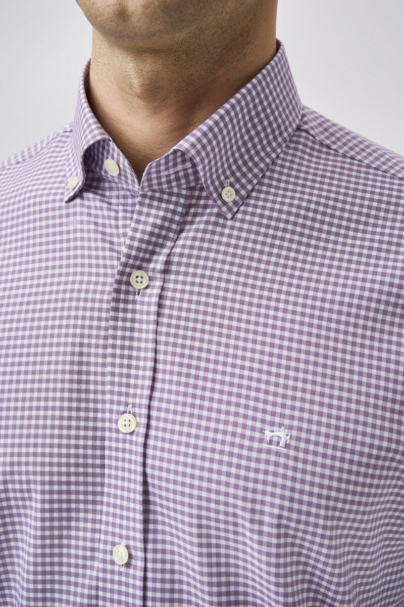 Bisse Studio Erkek Cepsiz Regular Fit Gömlek Lila - 4