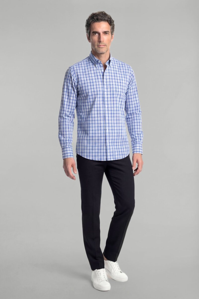 Uzun Kol Paşa Yaka Cepsiz Mavi - 3