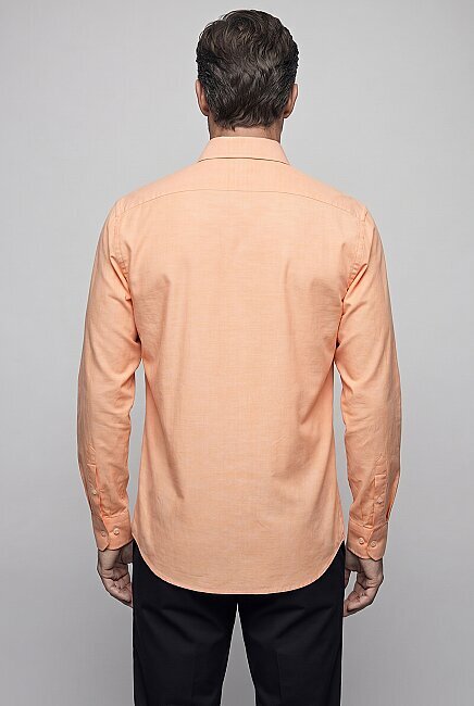 Regular Fit Cepsiz Orange Uzun Paşa Yaka Gömlek (1)