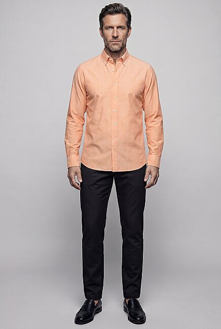 Regular Fit Cepsiz Orange Uzun Paşa Yaka Gömlek (4)