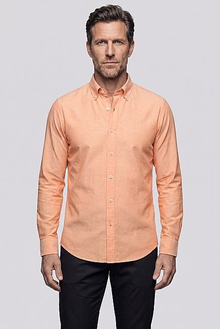 Regular Fit Cepsiz Orange Uzun Paşa Yaka Gömlek