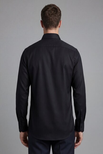 Bisse Studio Erkek Regular Fit Uzun Kollu Siyah Cepsiz Gömlek - 2