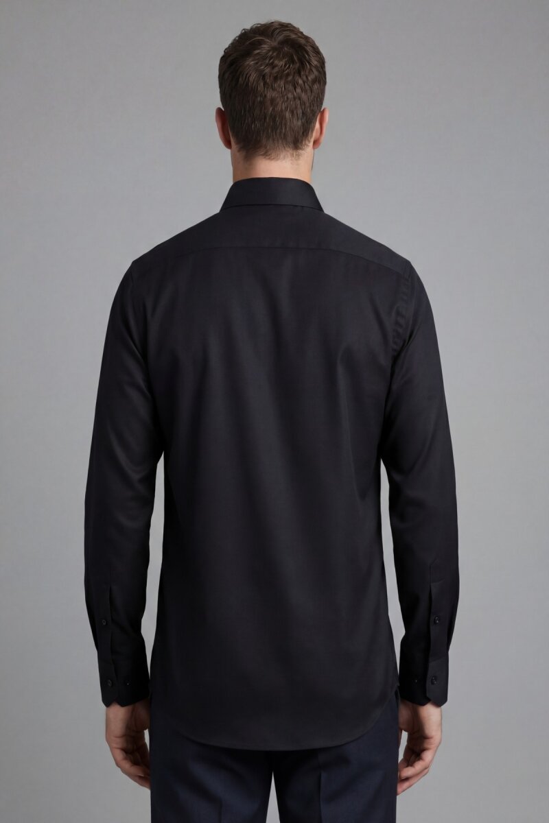 Bisse Studio Erkek Regular Fit Uzun Kollu Siyah Cepsiz Gömlek - 2