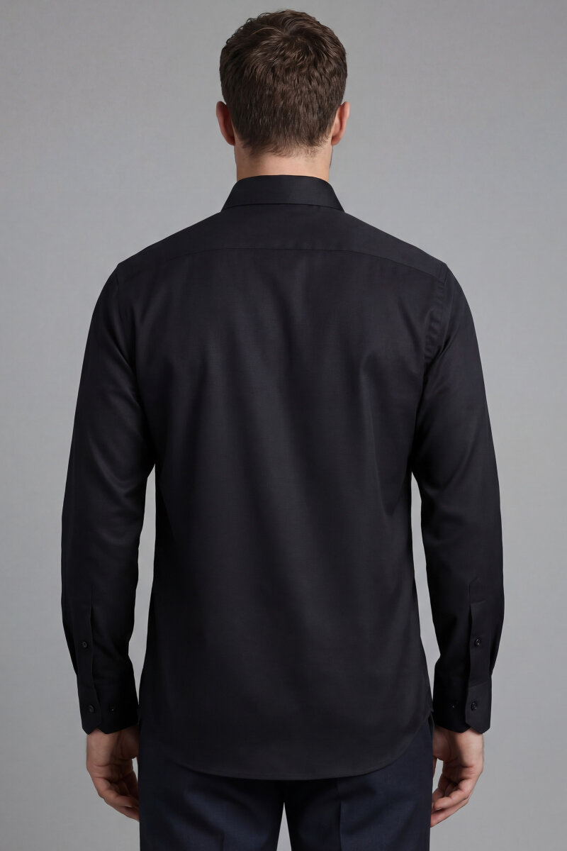 Bisse Studio Erkek Regular Fit Uzun Kollu Siyah Cepsiz Gömlek (1)