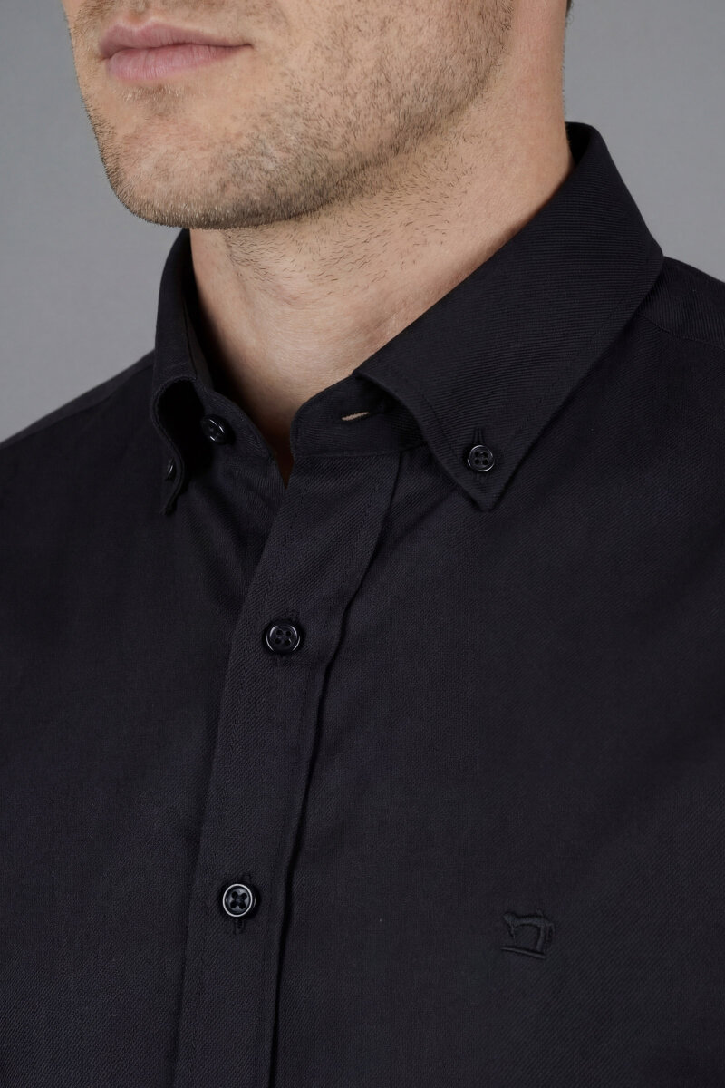 Bisse Studio Erkek Regular Fit Uzun Kollu Siyah Cepsiz Gömlek - 3