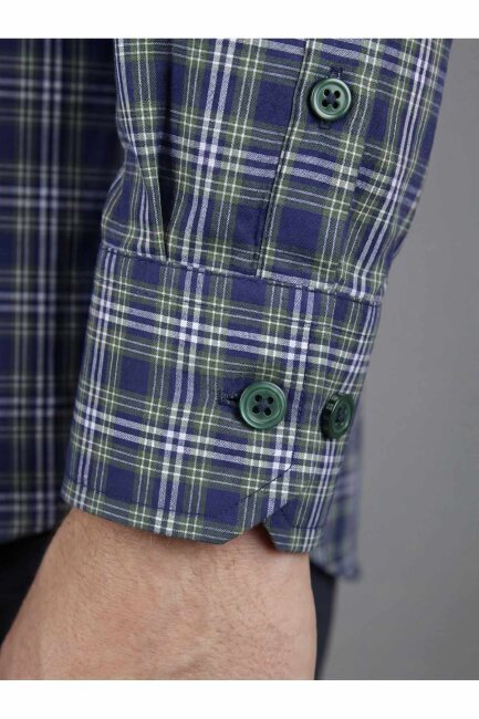 Bisse Studio Erkek Regular Fit Uzun Kollu Yeşil Cepsiz Gömlek - 5