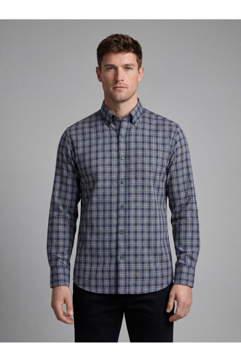 Bisse Studio Erkek Regular Fit Uzun Kollu Yeşil Cepsiz Gömlek - 3