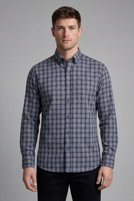 Bisse Studio Erkek Regular Fit Uzun Kollu Yeşil Cepsiz Gömlek 