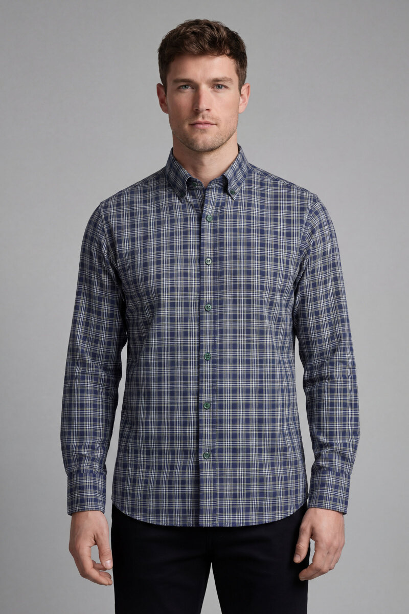 Bisse Studio Erkek Regular Fit Uzun Kollu Yeşil Cepsiz Gömlek - 1