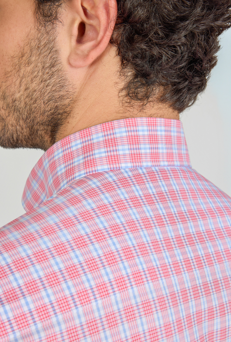 Regular Fit Paşa Yaka Pamuk Kırmızı Erkek Gömlek - 4