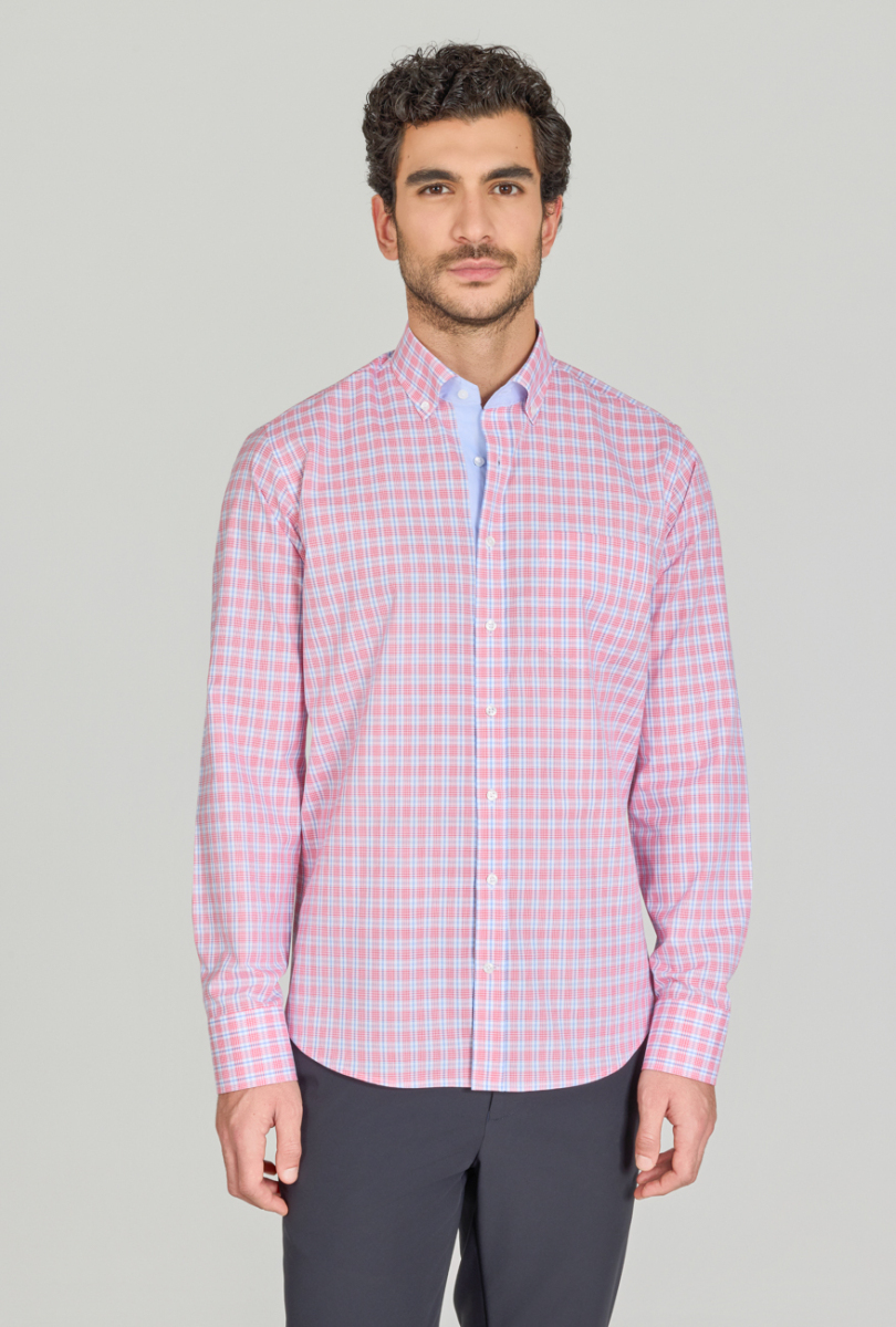 Regular Fit Paşa Yaka Pamuk Kırmızı Erkek Gömlek