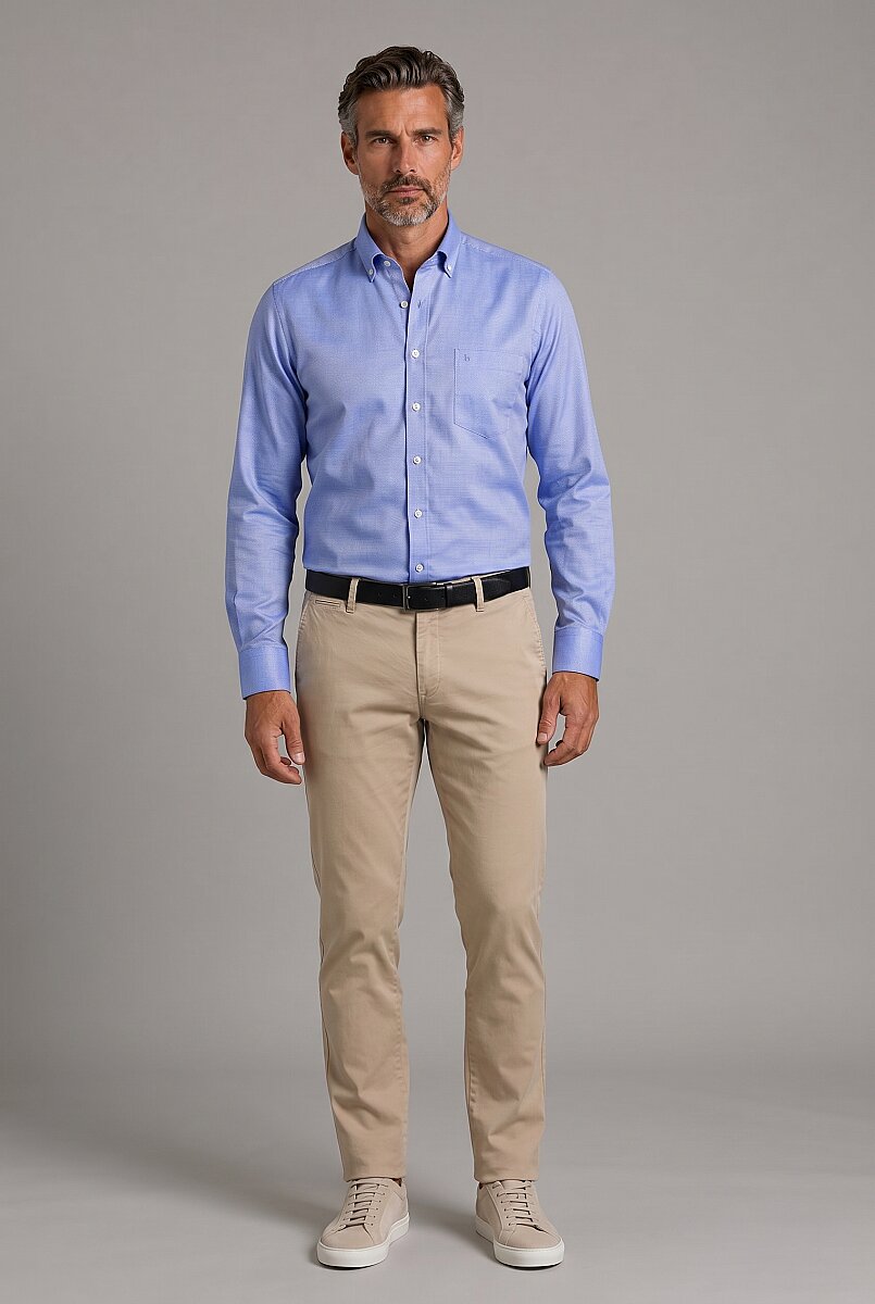 Mavi Regular Fit Uzun Paşa Yaka Gömlek - 5