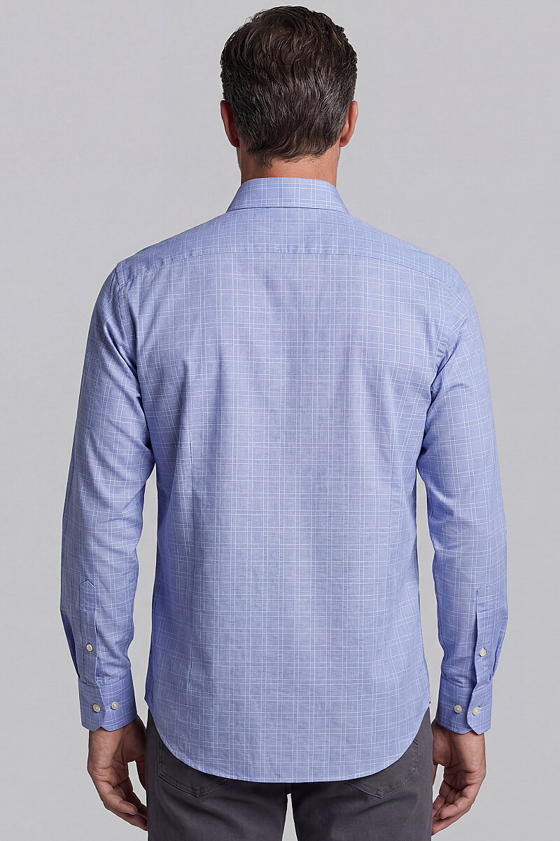 Uzun Kol Paşa Yaka Tek Cep Mavi Pamuk Erkek Gömlek - 2
