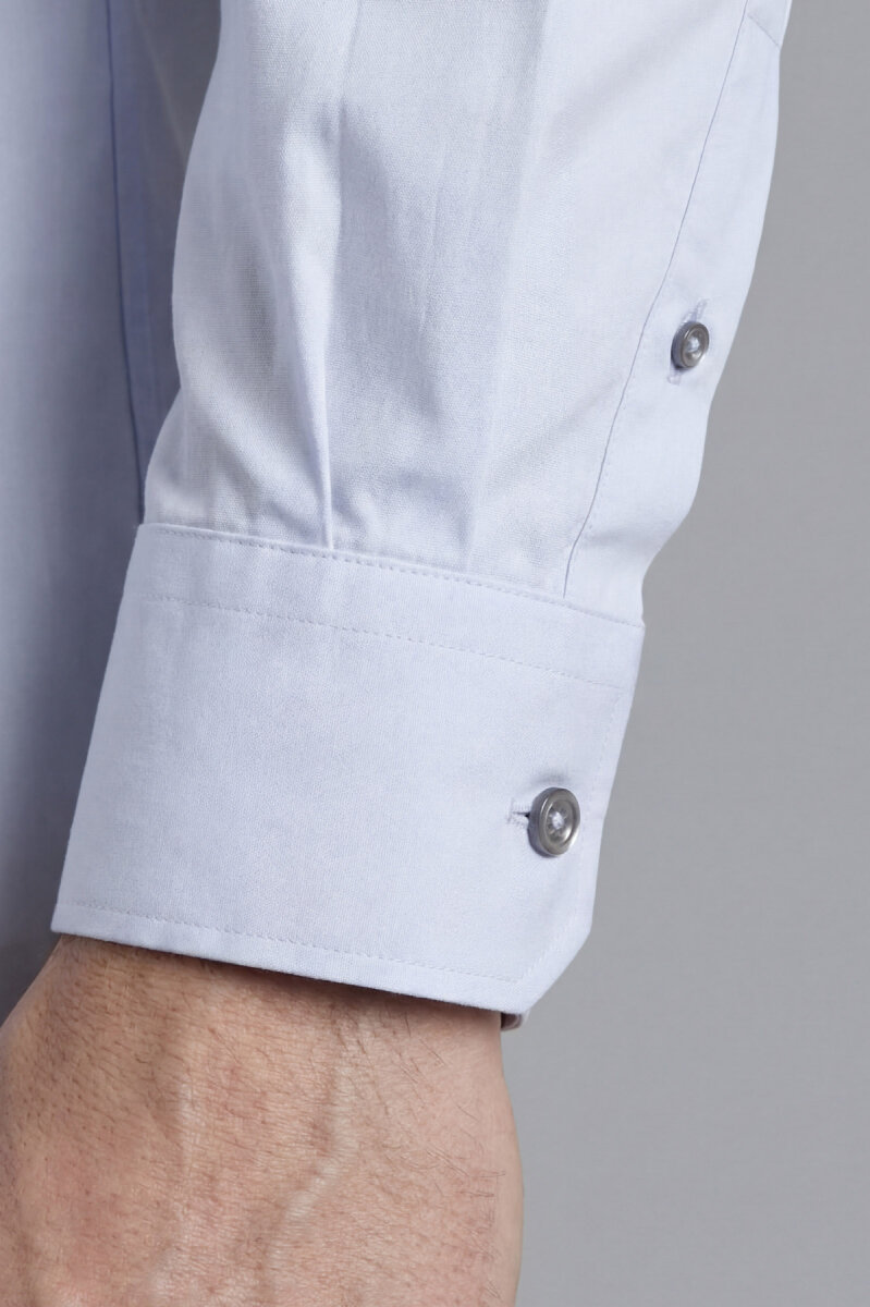 Regular Fit Uzun Kol Cepsiz Pamuk Beyaz Erkek Gömlek Gri - 4