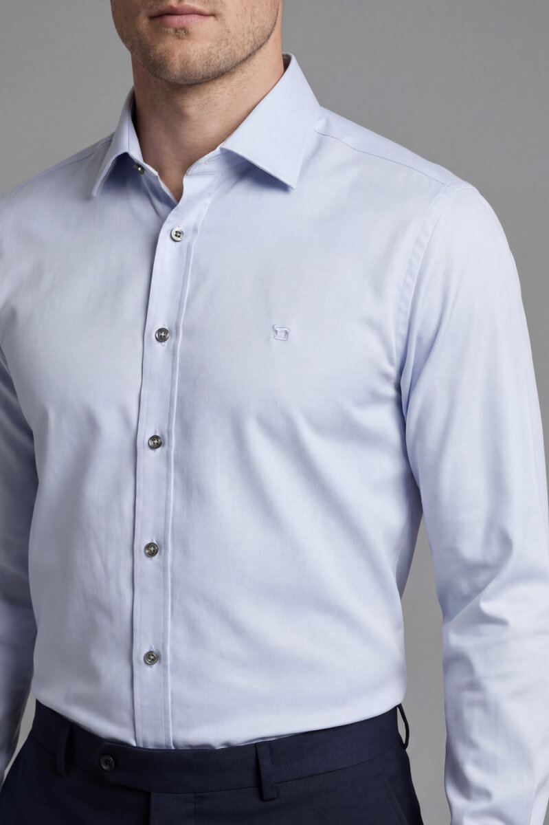 Regular Fit Uzun Kol Cepsiz Pamuk Beyaz Erkek Gömlek Gri - 3