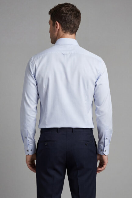 Regular Fit Uzun Kol Cepsiz Pamuk Beyaz Erkek Gömlek Gri - 2