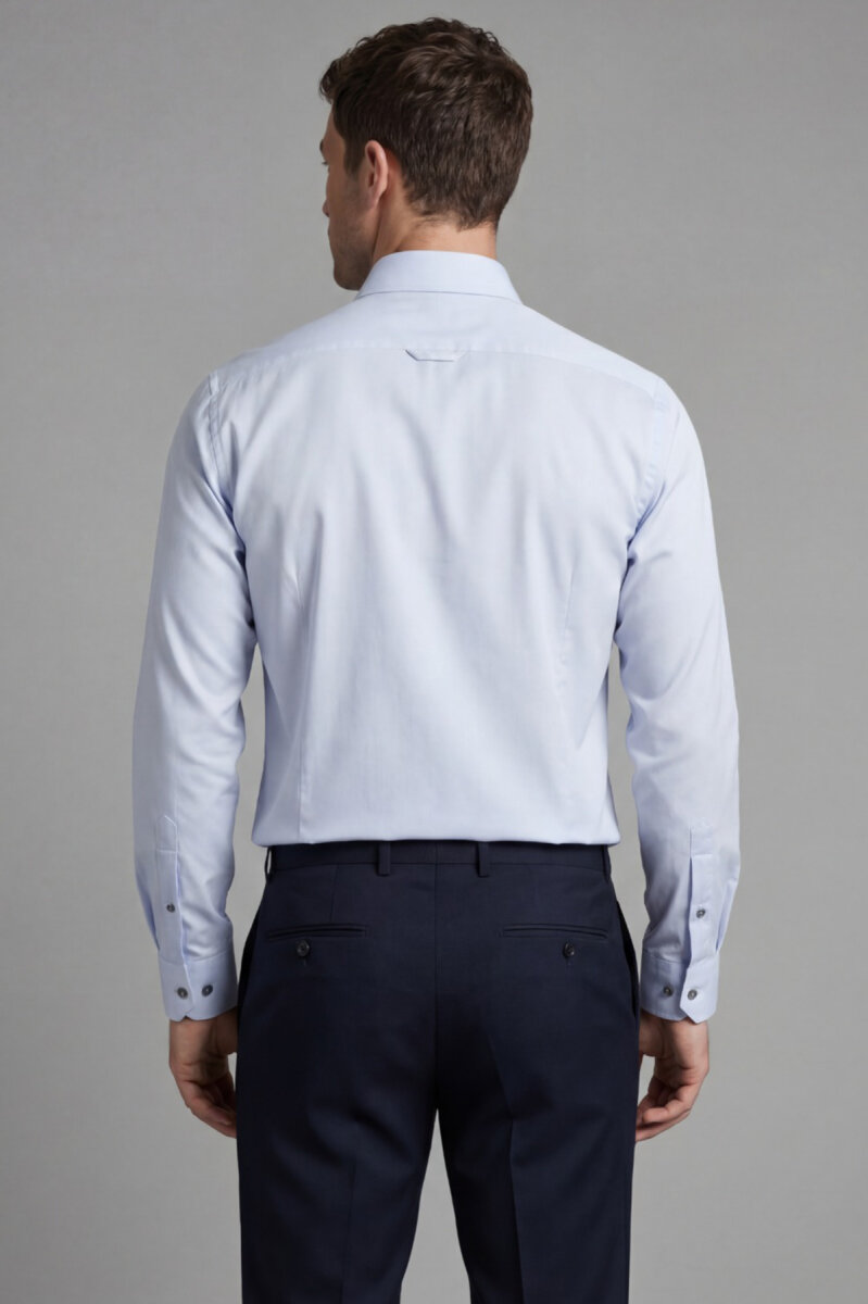 Regular Fit Uzun Kol Cepsiz Pamuk Beyaz Erkek Gömlek Gri - 2