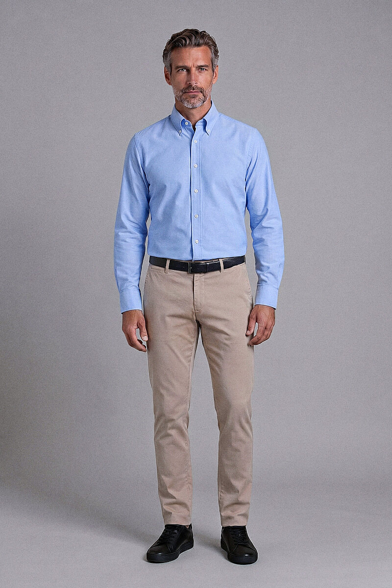 Mavi Regular Fit Pamuk Cepsiz Düğmeli Uzun Yeni̇ Büyük Yaka Gömlek - 5