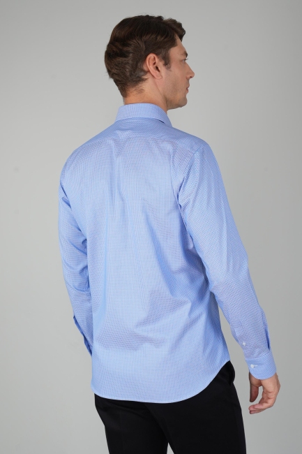 Uzun Kollu Erkek Regular Fit Mavi Klasik Gömlek - 2
